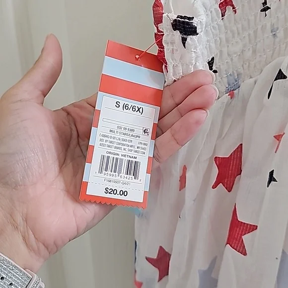 Cat & Jack white summer dress with red and blue multi star summer dress - Picture 7 of 14